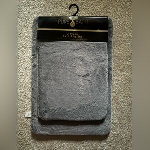 Gray Plush Bath Mat Set